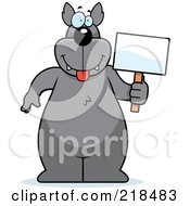 Royalty Free RF Clipart Illustration Of A Big Wolf Standing And Holding A Blank Sign