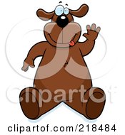 Royalty Free RF Clipart Illustration Of A Big Dog Sitting Up And Waving