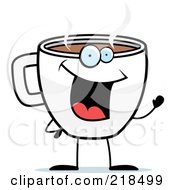Poster, Art Print Of Cup Of Coffee Smiling And Waving
