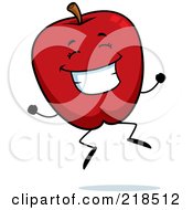 Poster, Art Print Of Happy Jumping Red Apple