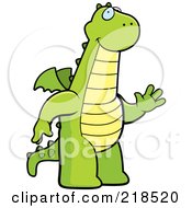 Royalty Free RF Clipart Illustration Of A Friendly Dragon Standing And Waving