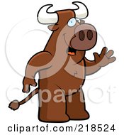 Royalty Free RF Clipart Illustration Of A Friendly Bull Standing And Waving