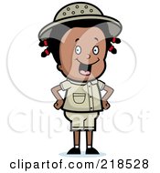 Royalty Free RF Clipart Illustration Of A Happy Black Safari Girl With Her Hands On Her Hips