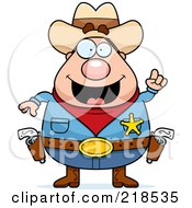 Royalty Free RF Clipart Illustration Of A Plump Sheriff With An Idea