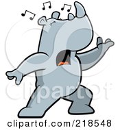 Royalty Free RF Clipart Illustration Of A Rhino Singing And Lunging Forward
