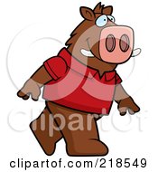 Poster, Art Print Of Boar Wearing A Red Shirt And Walking Upright