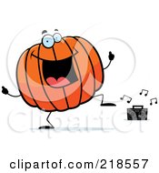 Royalty Free RF Clipart Illustration Of A Happy Pumpkin Character Dancing