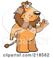 Poster, Art Print Of Friendly Lion Standing And Waving