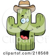Poster, Art Print Of Happy Cactus Wearing A Hat