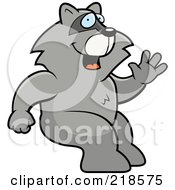 Royalty Free RF Clipart Illustration Of A Friendly Raccoon Sitting And Waving