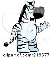 Royalty Free RF Clipart Illustration Of A Friendly Zebra Standing And Waving by Cory Thoman