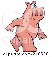 Royalty Free RF Clipart Illustration Of A Pig Walking Upright