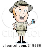 Poster, Art Print Of Blond Safari Boy Holding A Cup Of Water