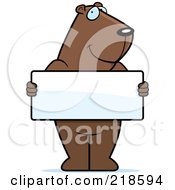 Poster, Art Print Of Groundhog Standing Upright And Holding A Blank Sign Board