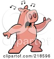 Poster, Art Print Of Pig Singing And Lunging Forward