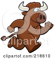 Royalty Free RF Clipart Illustration Of A Buffalo Running