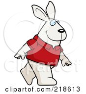 Rabbit Wearing A Red Shirt And Walking Upright by Cory Thoman