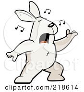 Royalty Free RF Clipart Illustration Of A Rabbit Singing And Lunging Forward