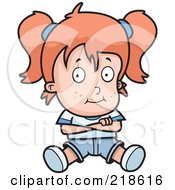 Royalty Free RF Clipart Illustration Of A Stubborn Tom Boy Girl Sitting With Her Arms Crossed