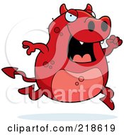 Royalty Free RF Clipart Illustration Of A Running Red Devil