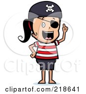 Poster, Art Print Of Happy Pirate Girl With An Idea