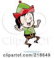 Poster, Art Print Of Christmas Elf Girl Jumping