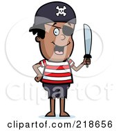Royalty Free RF Clipart Illustration Of A Black Male Pirate Holding A Sword