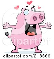 Poster, Art Print Of Pink Hippo In Love