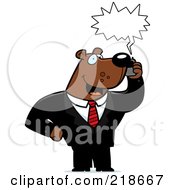 Poster, Art Print Of Business Bear Using A Cell Phone