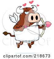 Royalty Free RF Clipart Illustration Of A Cupid Bull With An Arrow