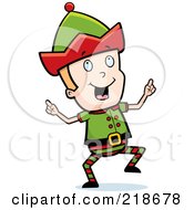 Poster, Art Print Of Blond Christmas Elf Boy Doing A Happy Dance