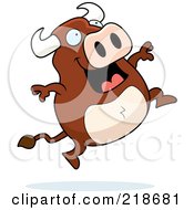 Royalty Free RF Clipart Illustration Of A Happy Bull Jumping