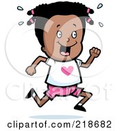 Royalty Free RF Clipart Illustration Of A Happy Black Girl Sweating And Running