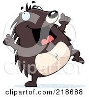 Royalty Free RF Clipart Illustration Of A Happy Hedgehog Dancing by Cory Thoman