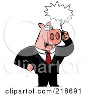 Poster, Art Print Of Business Pig Using A Cell Phone