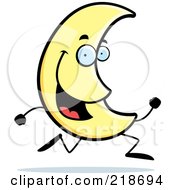 Royalty Free RF Clipart Illustration Of A Crescent Moon Running