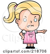 Royalty Free RF Clipart Illustration Of A Blond Girl Angrily Pointing