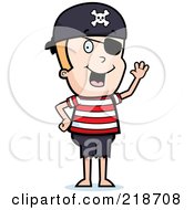 Poster, Art Print Of Blond Male Pirate Waving