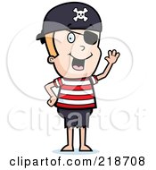 Royalty Free RF Clipart Illustration Of A Blond Male Pirate Waving