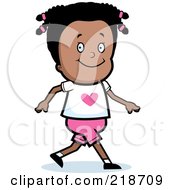 Royalty Free RF Clipart Illustration Of A Happy Black Girl Walking