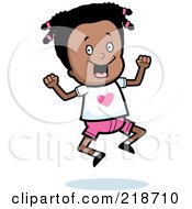 Royalty Free RF Clipart Illustration Of A Happy Black Girl Jumping