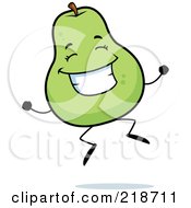 Royalty Free RF Clipart Illustration Of A Happy Pear Character Jumping