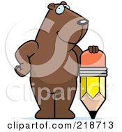 Big Groundhog Standing By A Pencil