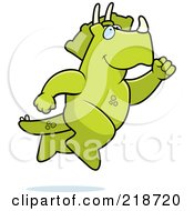 Royalty Free RF Clipart Illustration Of A Big Triceratops Leaping