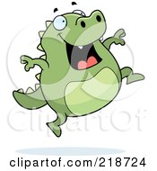 Royalty Free RF Clipart Illustration Of A Happy Lizard Jumping