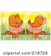 Poster, Art Print Of Orange T Rex Couple Dancing