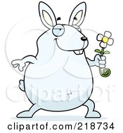 Royalty Free RF Clipart Illustration Of A Romantic Rabbit Presenting A Daisy For His Love