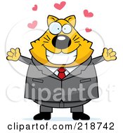 Poster, Art Print Of Plump Business Cat Ready For A Hug