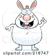 Royalty Free RF Clipart Illustration Of A Plump White Rabbit With An Idea