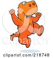 Royalty Free RF Clipart Illustration Of A Happy T Rex Jumping